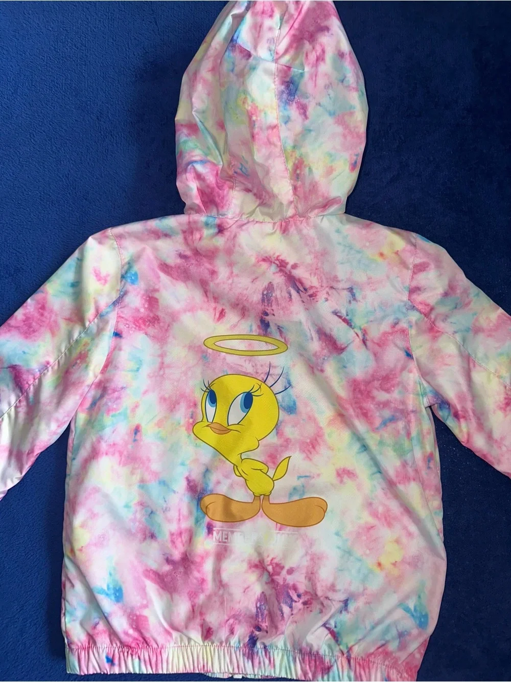 Members Only Looney Tunes Windbreaker Jacket Girls 6X Tweety Bird Tie Dye Hooded